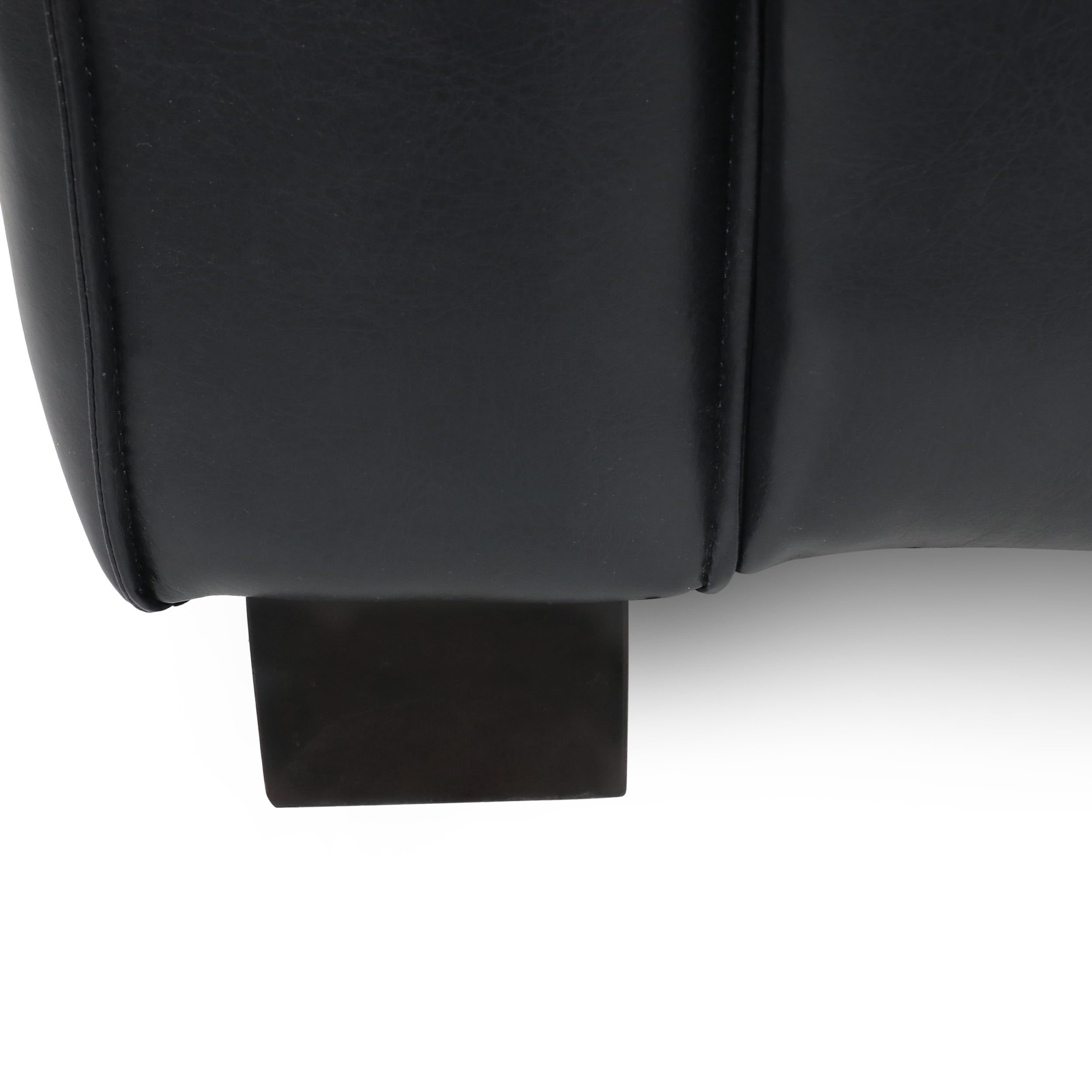 Noble House Denison Faux Leather Club Chair, Midnight Black and Dark Walnut