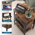 thumbnail image 2 of Oumilen Adult Rustic Nightstand with Charging Station, Brown, 2 of 5
