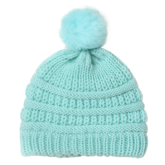 Karoyedx Little Kids Winter Hats Kids Beanie Warm Knit Beanie Hats Boys Girls Winter Hat Soft Slouchy Hats for Kids Mint Green Size,One Size