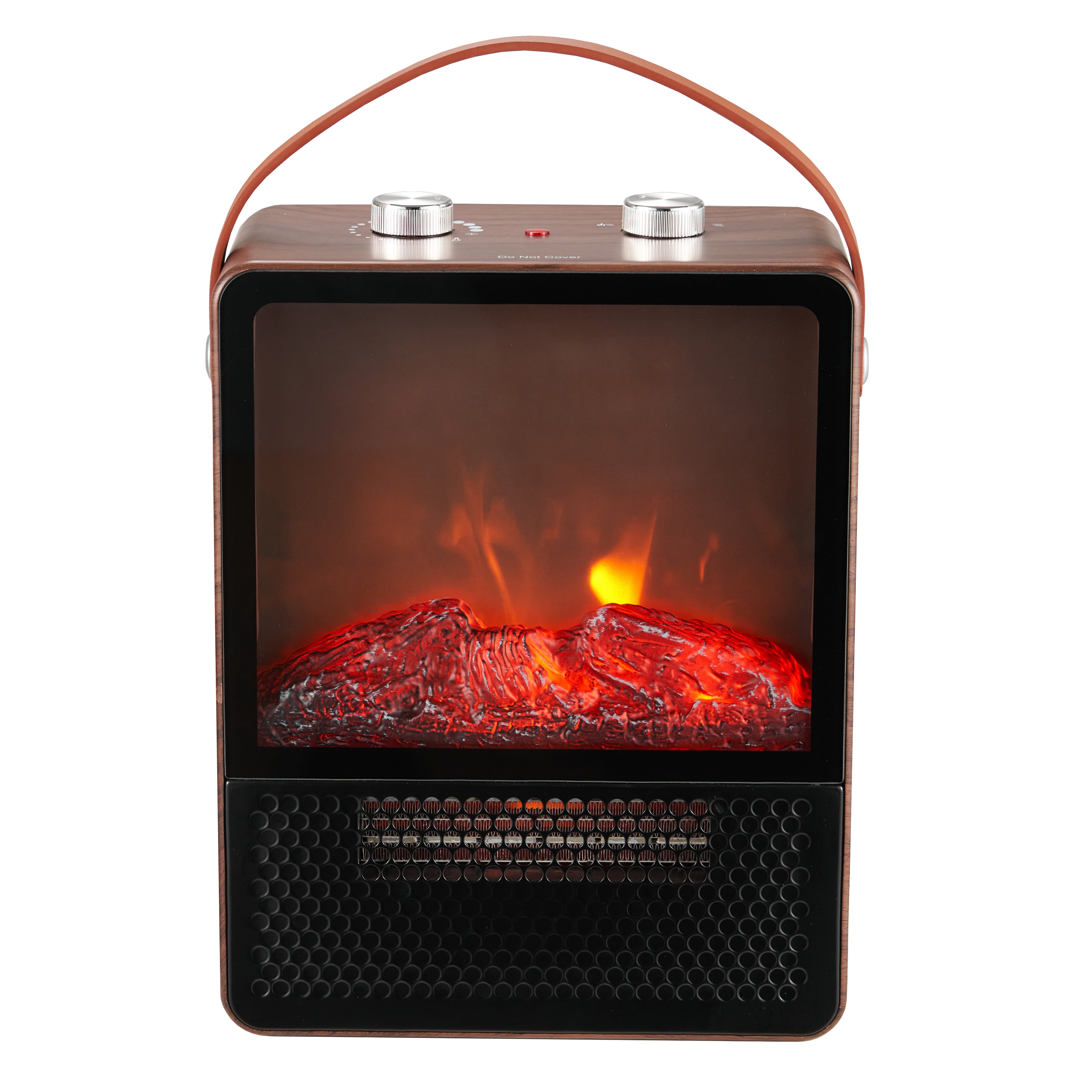 Better Homes & Gardens Freestanding Ceramic 1500W Portable Electric Fireplace, Dark Walnut