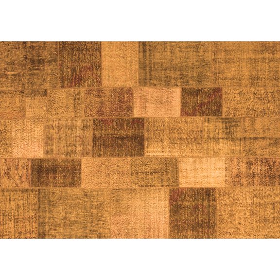 Ahgly Company Indoor Rectangle Patchwork Orange Transitional Area Rugs, 7' x 9'