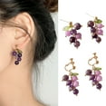 thumbnail image 2 of AYYUFE 1 Pair Vivid Charming Dangle Earrings Alloy Fruit Grape Drop Stud Earrings Jewelry Acessories Alloy Pink, 2 of 8