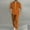 Orange, variant on Aueoeo Man Solid Color 2 Piece Outfit Casual Fashion Lightweight Long Sleeves Shirt & Drawstring Waist Pants Beach Set