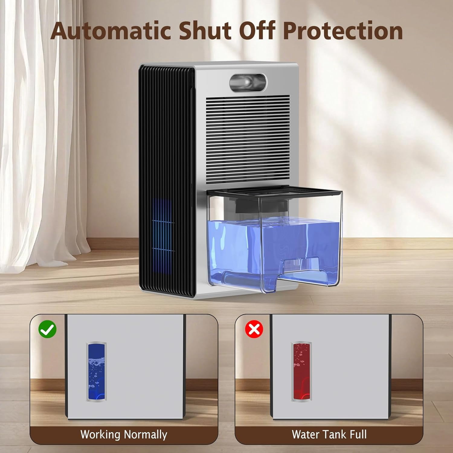 Dehumidifier for Home, 95 OZ Water Tank, (1000 sq.ft) Dehumidifiers for Bathroom Bedroom Basement with Auto Shut Off,7 Colors LED Light(Silver)
