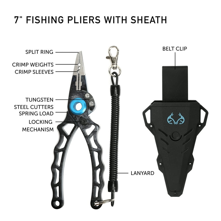 Realtree 9 Pieces Angler Combo Fishing Pliers and Tools Kit 