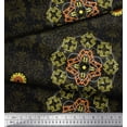 thumbnail image 3 of Soimoi Moss Georgette Fabric Sacred Geometry & Filigree Damask Print Fabric by the Yard 42 Inch Wide, 3 of 3