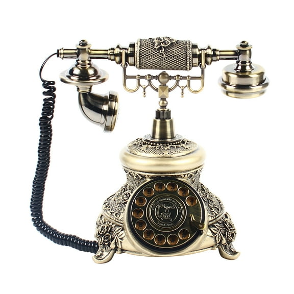 Loyalheartdy Royal Vintage Phone Retro Rotary Landline Telephones with Push Button for Home Decoration