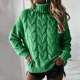 thumbnail image 5 of Fall Sweaters for Women Turtleneck Cable Knit Pullover Tops Fall Winter Soft Cozy High Neck Chunky Cable Knit Jumpers Long Sleeve Clothes, 5 of 5