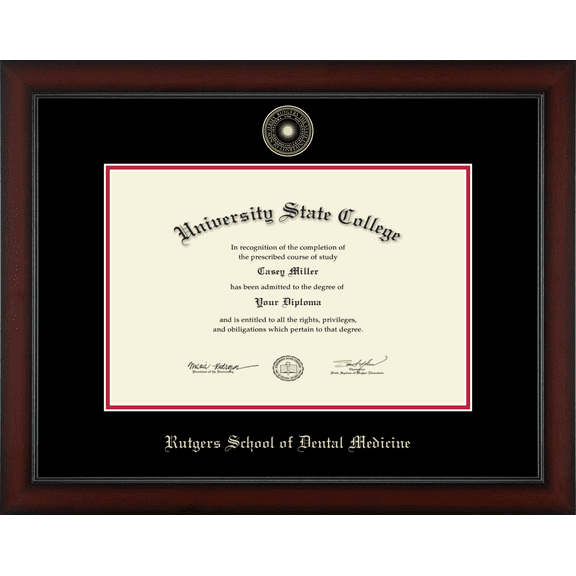 Rutgers University Rutgers School of Dental Medicine Diploma Frame, Document Size 18" x 12"