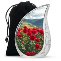 Beautiful Red Rose Funeral Urns For Human Ashes Adult Female & Male - Large Cremation Urn For Human Ashes - Memorial Burial Ashes - 10 Inch