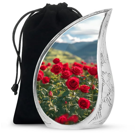 Beautiful Red Rose Funeral Urns For Human Ashes Adult Female & Male - Large Cremation Urn For Human Ashes - Memorial Burial Ashes - 10 Inch