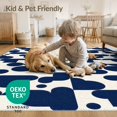 thumbnail image 4 of ODIKA 8'x10' Navy Blue Modern Geometric Abstract Washable Area Rug Contemporary Rounded Shapes Interlocking Modular Design Mid Century Durable, Non-Slip for Living Room, Under Sectional, Family, 4 of 7