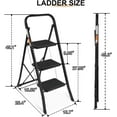 thumbnail image 7 of Coolhut 3 Step Ladder, Folding Step Stool with Wide Anti-Slip Pedal, 330lbs Capacity Portable Lightweight Ladders for Home Kitchen Outdoor, Black, 7 of 7