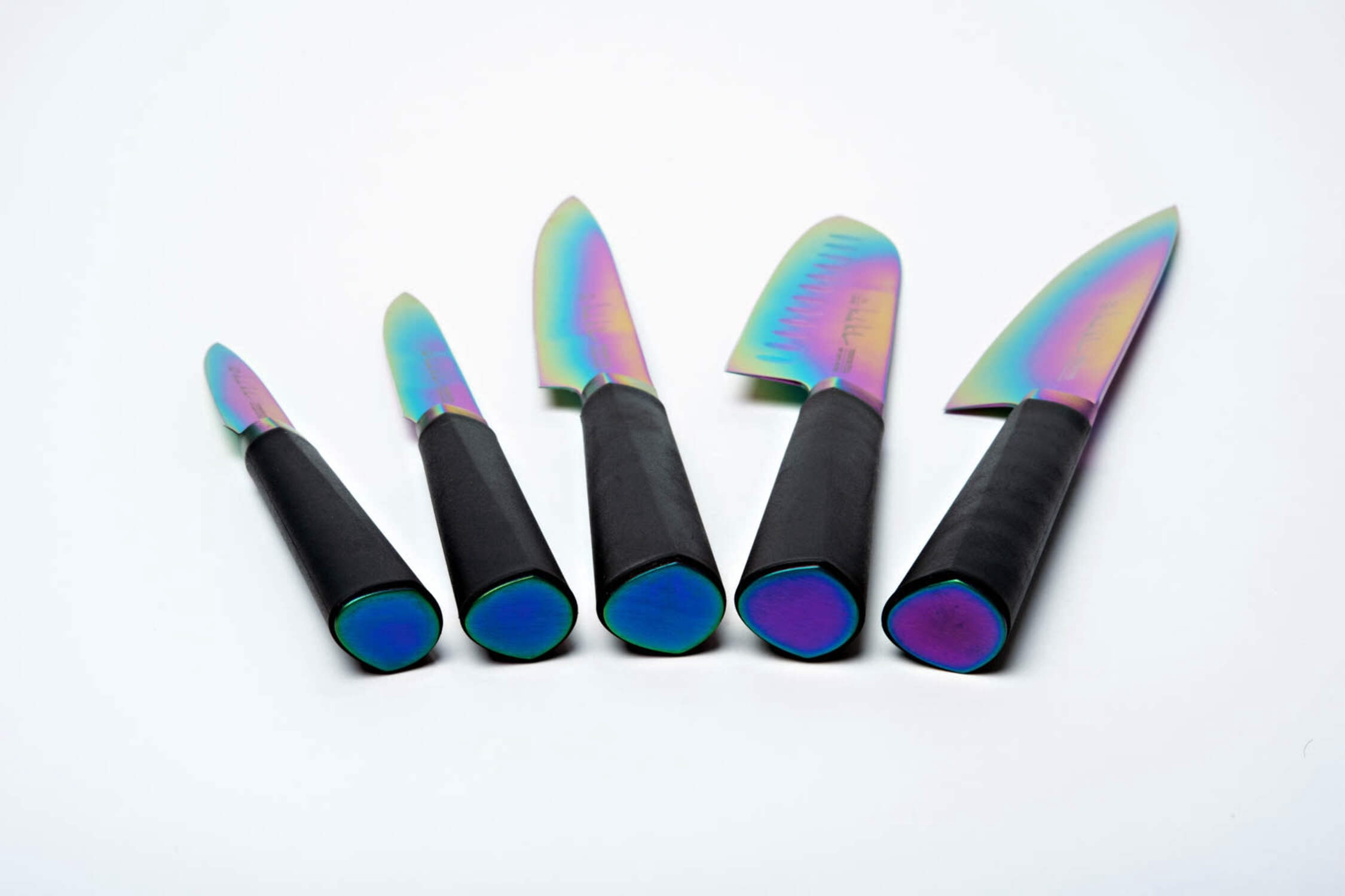 Nicole Miller Cutlery Knife Set - 5-Piece Rainbow Knife Set with Acrylic Stand