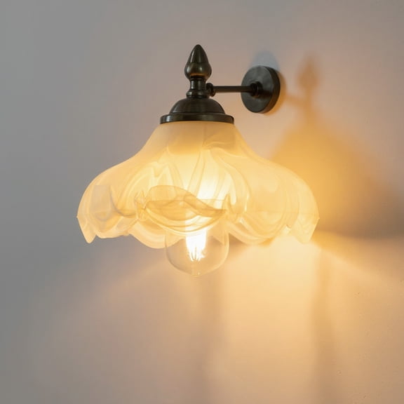 YANSUN 4.3 in Milky White Flower Shaped Glass Lamp Shade For Table Lamp Floor Lamps, Bowl Lamp Shade Neckless 1.7 in Fitter