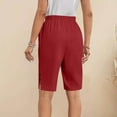 thumbnail image 6 of Xuniizn Womens Bermuda Linen Shorts High Elastic Waist Summer Lounge Short with Pockets Soft Comfy Relaxed Fitting Bottoms, S-2XL, 6 of 9