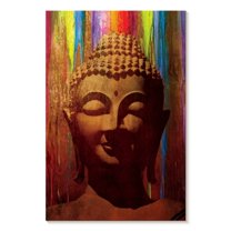 Elephant Stock Aged Buddha Face Wall Art - Vertical Canvas Wall Art - Living Room Wall Decor - People Canvas - Brown And Yellow Decor - 16" x 24"