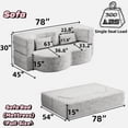 thumbnail image 4 of Modern Floor Sofa with 2 Pillows,Convertible Teddy Fabric Foam-Filled Sleeper Sofa Bed,15" Full Size Folding Mattress for Living Room,Guest Bed,Playroom,no assembly required,Green, 4 of 11