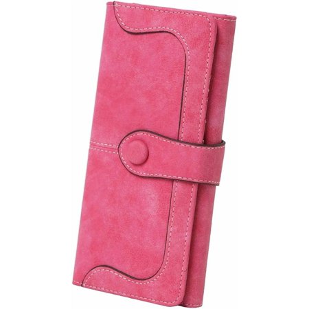 Women's Vegan Leather 17 Card Slots Card Holder Long Big Bifold Wallet