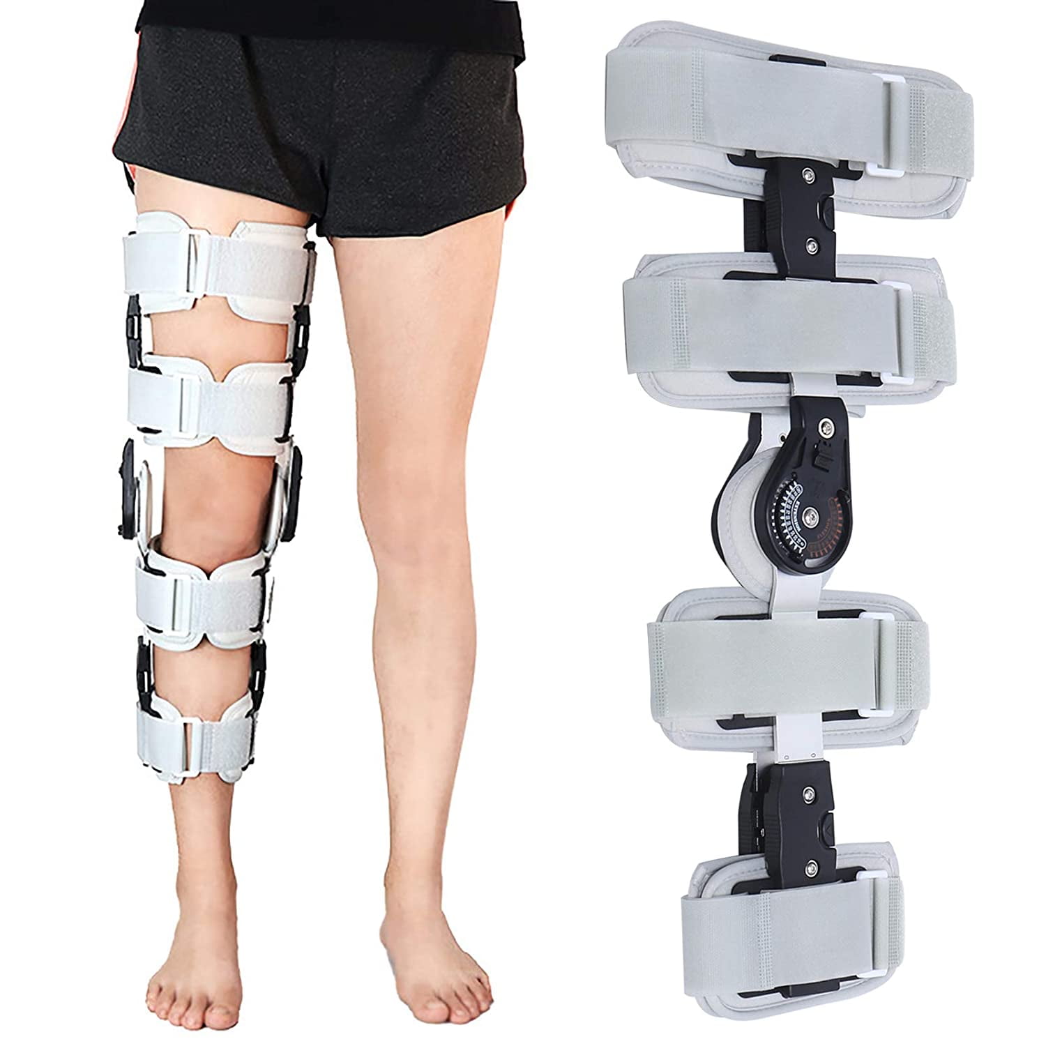 DENEST Adjustable Joint Orthotics Knee Leg Stabilizer Metal Gray