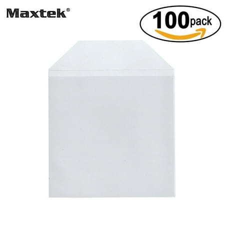 Transparent Plastic Sleeve (Maxtek 100 Pieces Clear Transparent CPP Plastic CD DVD Sleeves Envelope Holder, 100 micron)