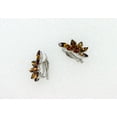 thumbnail image 3 of Faship Chocolate Brown Rhinestone Crystal Floral Clip Ons Earrings, 3 of 4