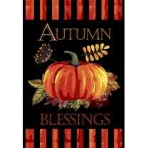 Fall House Flag with Pumpkin - Autumn Blessings Double Sided Decorative Flag 28x40 Inch