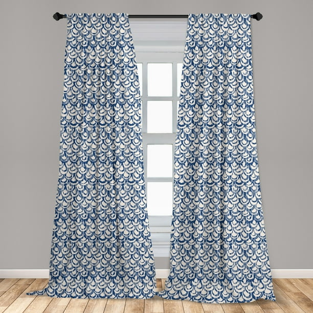 Ethnic Curtains 2 Panels Set Far Eastern Scales Messy Curves With Vertical Stripes And Grungy Look Window Drapes For Living Room Bedroom Navy Blue And Cream By Ambesonne Walmart Com Walmart Com