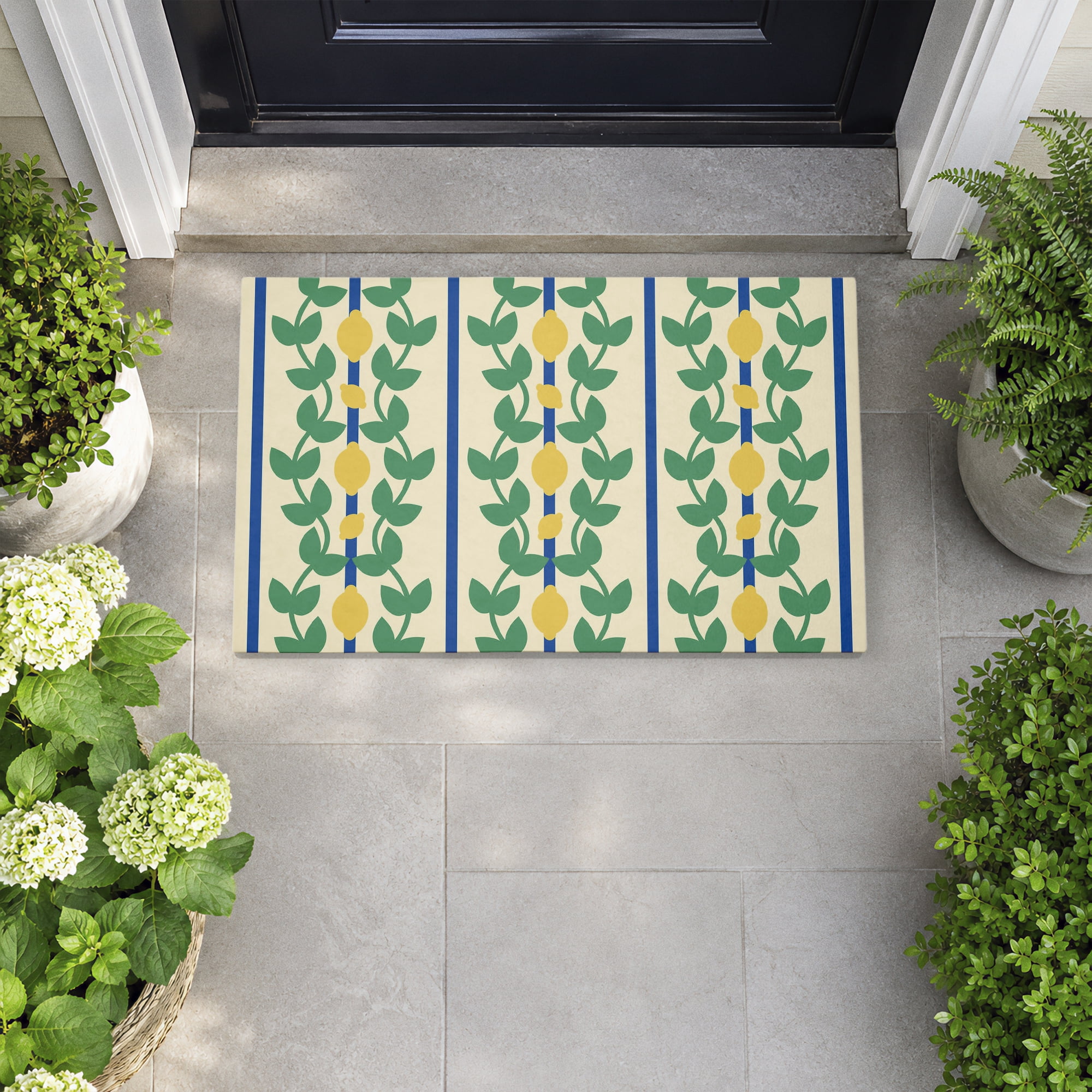 Stupell Industries Lemon Vine Pattern Printed Outdoor Door Floor Mat, design by Lil' Rue