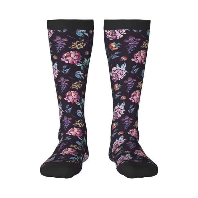 Fotbe Roses Flowers Calcetas Divertidas Estampadas para Hombre y Mujer, Calcetas de Algodón hasta la Rodilla para Caminar, Correr, Enfermería y Embarazo