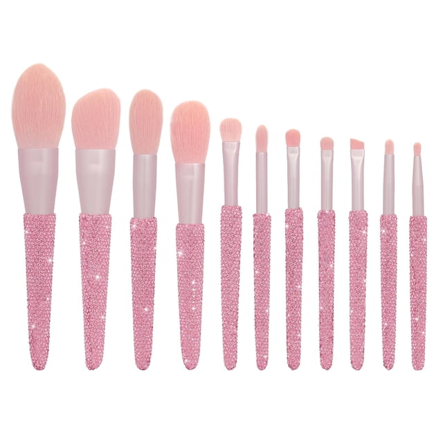 Set de brochas de maquillaje KEYPOWER Professional, 11 unidades, color rosa brillante