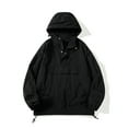 thumbnail image 2 of BVnarty Men's Lightweight Windbreaker Jacket Hooded Water Resistant Outdoor Anorak Pullover Sport Coat (Black,L), 2 of 7