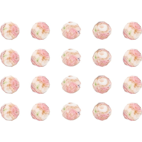 Miangastore 20 Pcs Perles de Bijoux DIY Perles de Verre Artisanat Perles de Verre DIY Perles de Verre Fleur Perles de Fabrication de Bijoux