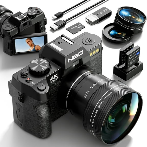 48MP Digital Camera for Photography, 4K Autofocus, WiFi & App Control, 16X Zoom, 2 Batteries, Wide-Angle & Macro Lens, 32GB Card