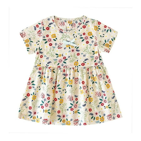 

Baby Girls Dress Toddler Short Sleeve Organic Cotton For 2-3 Years