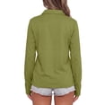 thumbnail image 4 of Long Sleeve Polo Shirts for Women Button Collared Golf Tops Solid Color Breathable Tees, L, 4 of 5