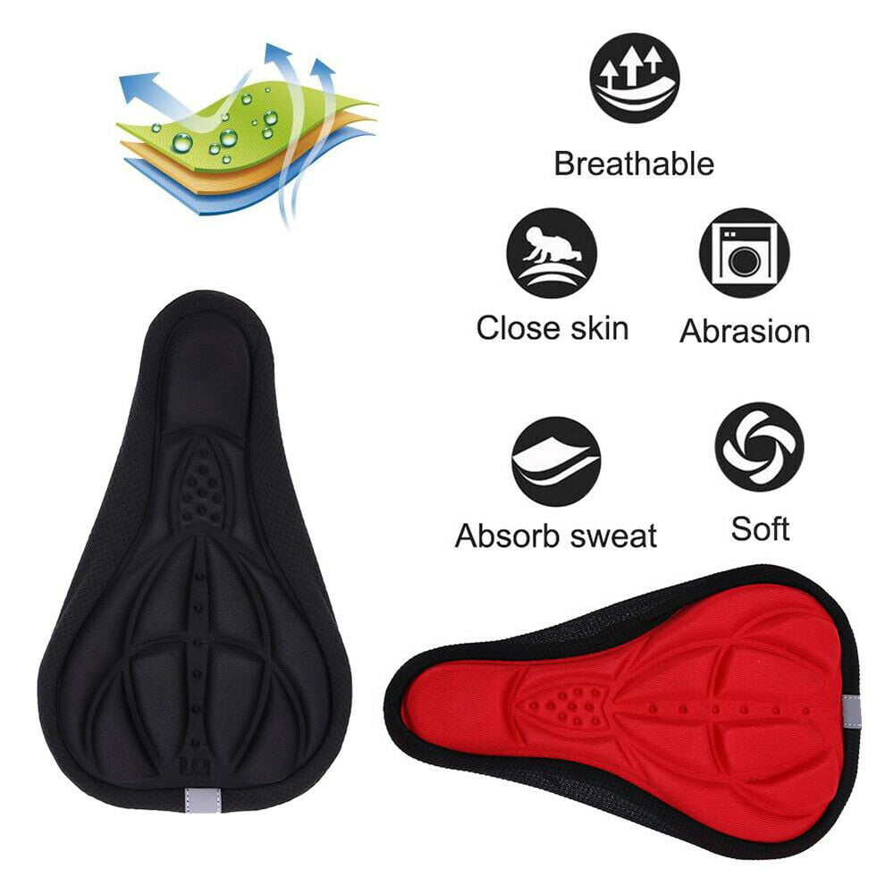 Bicycle Silicone Padded Soft Cushion Comfort 3D Gel Saddle Seat Cover Pad UK 