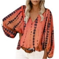 thumbnail image 1 of EQWLJWE Blouses à Manches Longues pour Femmes Chemise Ample Confortable Col en V Mode Imprimé Manches Lanterne, 1 of 5