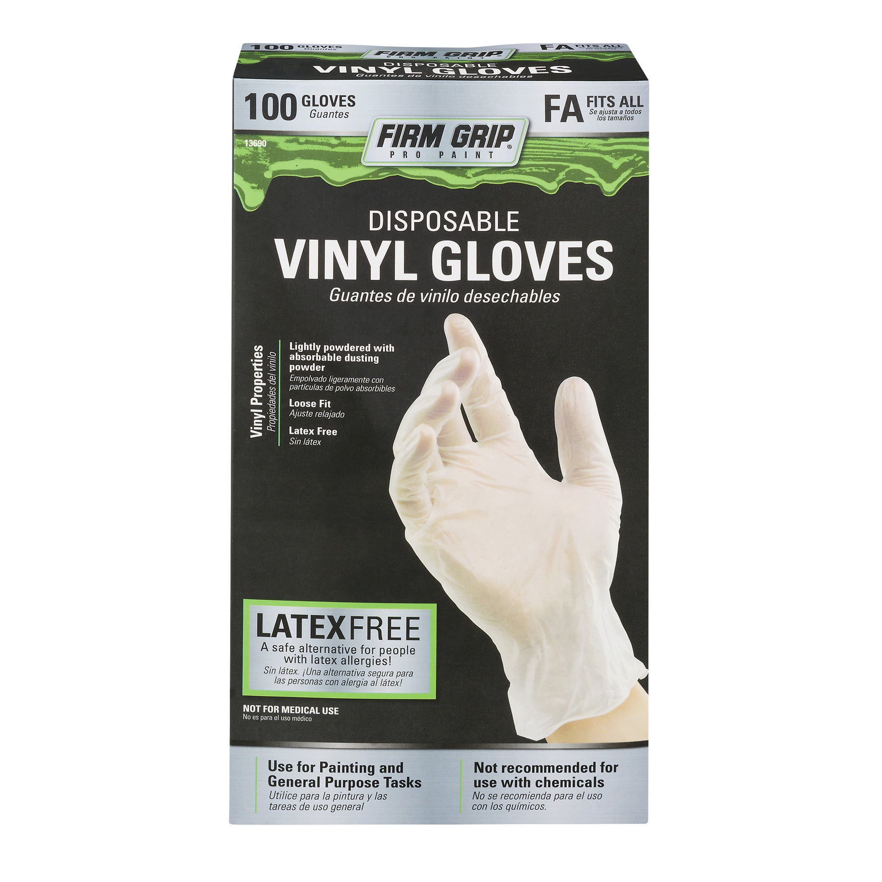 Firm Grip Disposable Vinyl Gloves, 100ct by Big Time Products LLC