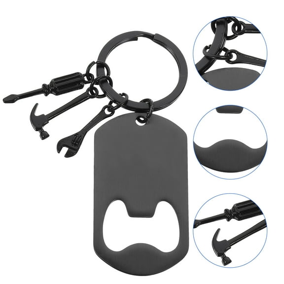 FUEENIRVA Small Lightweight Black Keychain Beer Opener for Restaurants and Travel