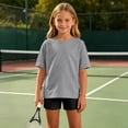 thumbnail image 2 of Cethrio Girls Outfit Sets Short Sleeve, Solid Color Summer 2 Piece T-shirts and Shorts Sets Gray Size 14, 2 of 8