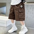 thumbnail image 5 of TIREOW Boys Mid Length Cargo Denim Shorts Casual Elastic Waist Trendy Jeans Shorts with Multi-Pockets Summer Outdoor Shorts, 5 of 8