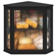 thumbnail image 1 of Bread Box viewcare Corner de madera de bambú con puerta acrílica negra, 1 of 7