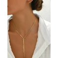 thumbnail image 2 of Collar Lariat Dorado Minimalista con Nudo y Diamante, 2 of 6