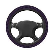 Uemuo Purple Black Plaid Printed Car Elastic Steering Wheel Cover - Universal Car Accessory for Diverse Cars Anti-Slip, and Comfortable- 15"