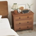 thumbnail image 2 of DORTALA Dresser for Bedroom with 3 Drawers, Chest of Drawers with Metal Knobs, Bedside Table Storage Tower Organizer for Bedroom, Entryway, Nursery, 28.5" x 18" x 26" (Walnut), 2 of 14