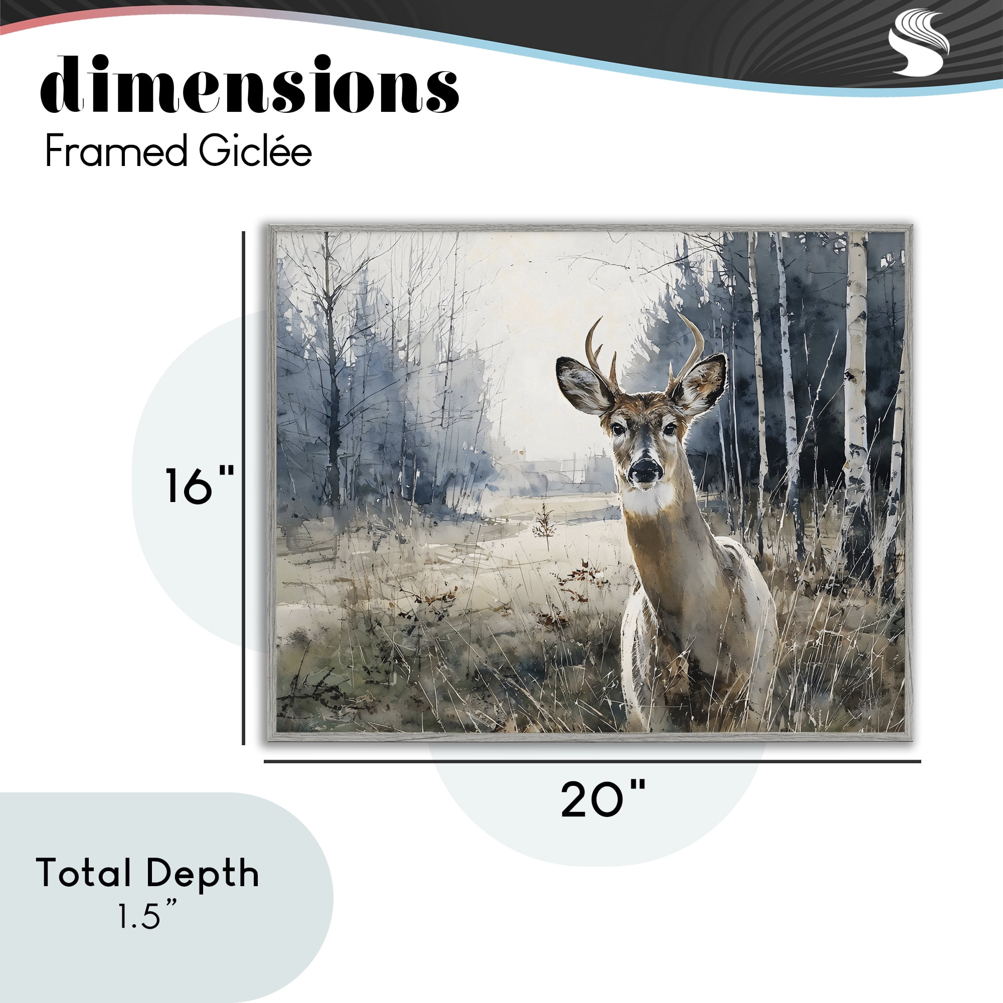 Stupell Industries Deer in Winter Wilderness Gray Framed Giclee Art, design by Franklyn Gregory