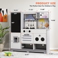 thumbnail image 2 of Kids Wooden Pretend Play Kitchen Set Toddlers Gift with Cooking Toys, Sounds, Lights, Blackboard, Sink with Running Water, 2 of 9