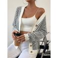 thumbnail image 5 of Women Striped Button‑Front Drop‑Shoulder Knit Cardigan, Casual Long‑Sleeve Outer Top, 5 of 6