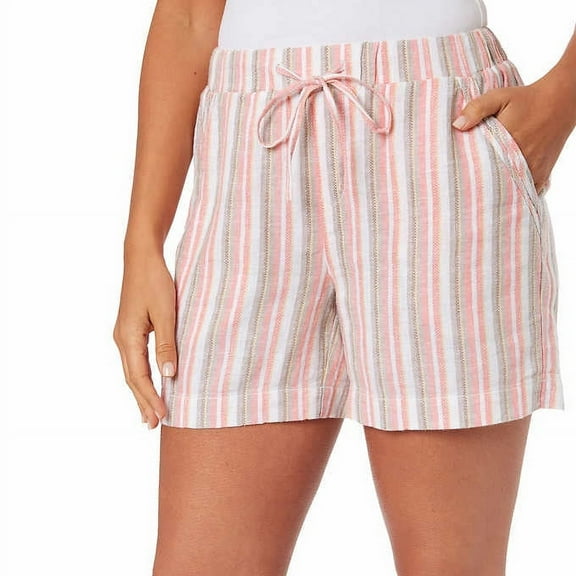 Briggs Ladies' Linen Blend Pull-On Short Size: M, Color: Pink Stripe
